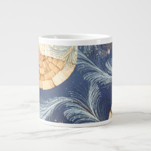 Grande Tasse Éventail en grain de bois boho et botanique à plum