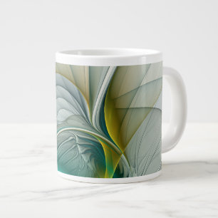 Grande Tasse Évolution fractale, art abstrait turquoise doré