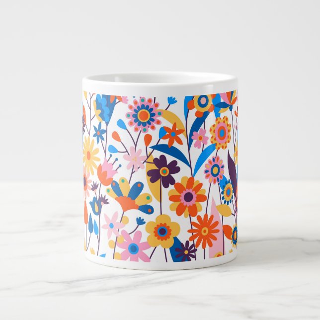 Grande Tasse Exotique multicolore Floral Arrière - plan-32939 (Devant)