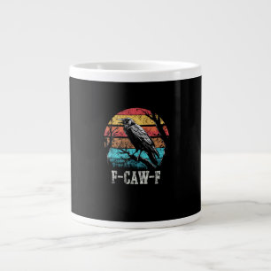 Grande Tasse F-Caw-F Corbeau Coucher de Soleil Rétro Pun Drôle