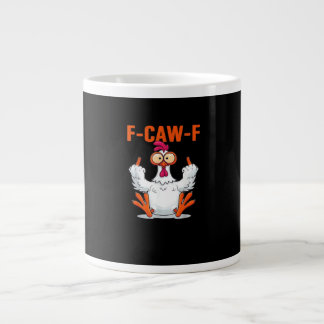 Grande Tasse F Caw F Funny Chicken Humor Quote Vintage Style