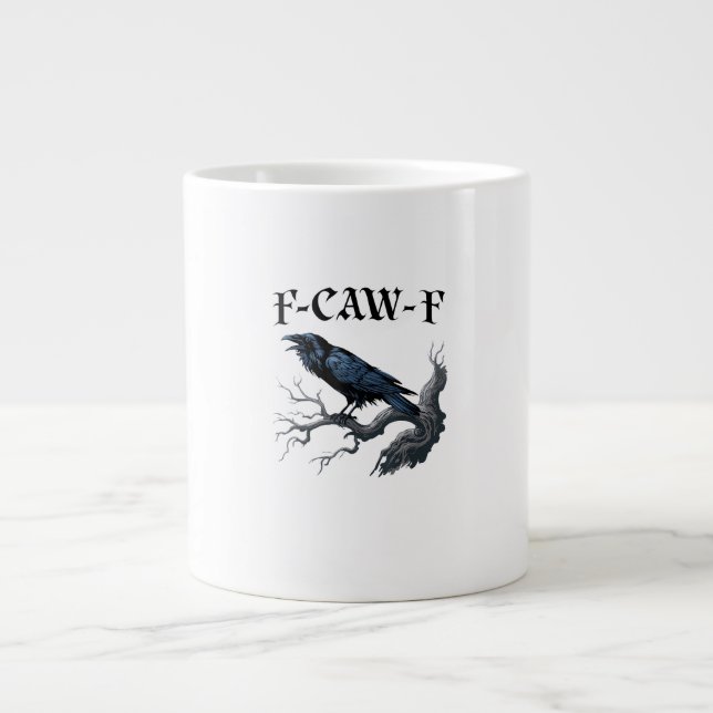 Grande Tasse F-Caw-F Oiseau Drôle Corbeau (Devant)