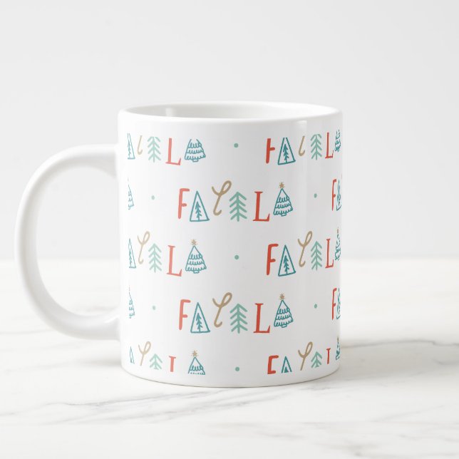 Grande Tasse Fa La La Funny Noël Arbre Vacances (Gauche)