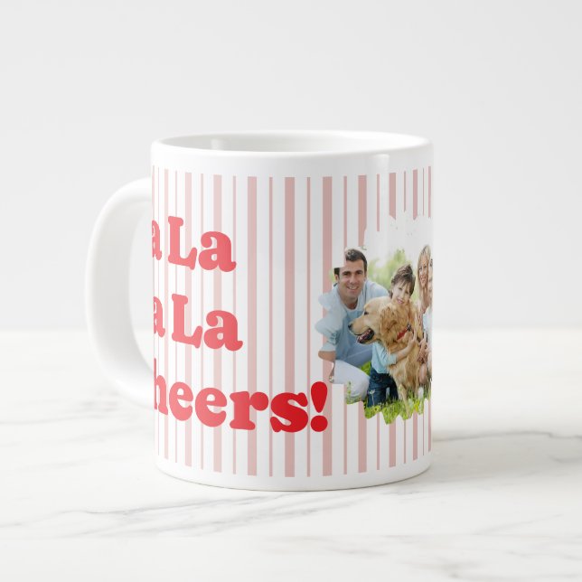 Grande Tasse Fa La La Joieuses Fêtes de Noël Rayé (Devant gauche)