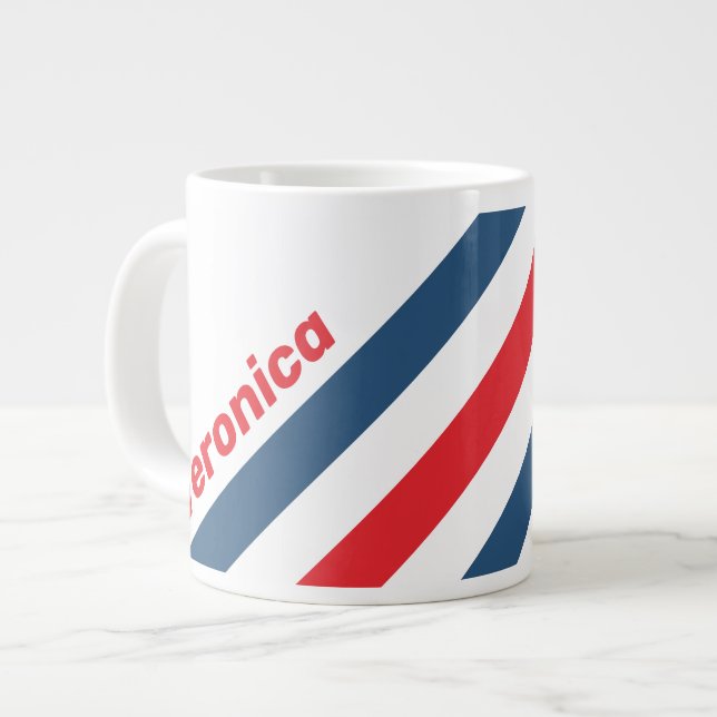 Grande Tasse Facteur Rayures Nostalgiques avec Nom (Devant gauche)