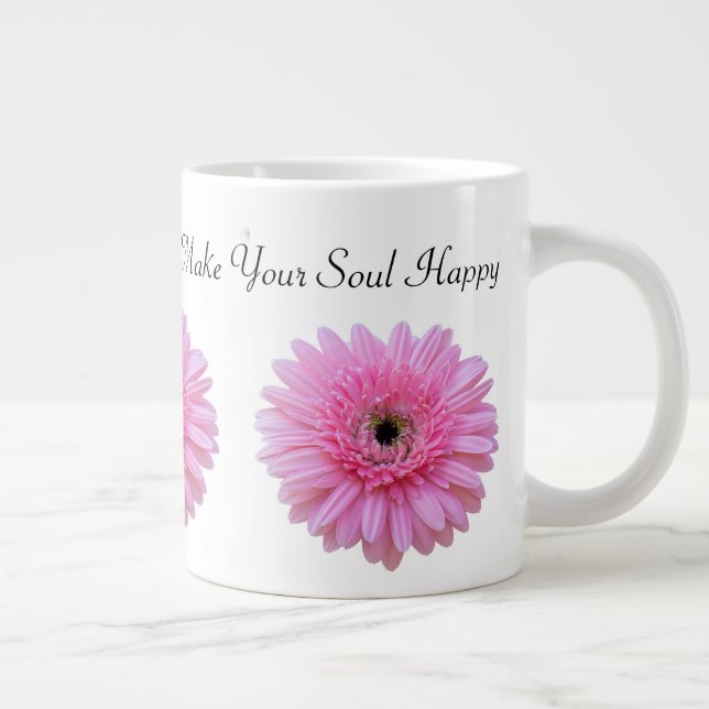Grande Tasse Faites Votre Âme Heureuse Rose Gerbera Daisy (Droite)