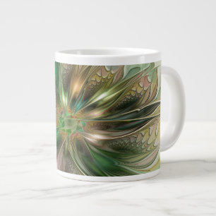 Grande Tasse Fantaisie Abstraite Moderne Fleur Fractale Colorée