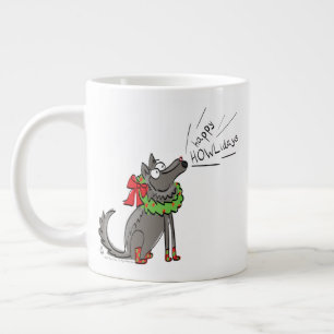 Grande Tasse Fantaisie Loup Noël Joyeux Howlidays Holiday