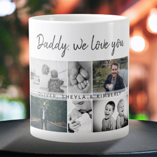 Grande Tasse Father with Kids and Family Dad Photo Collage