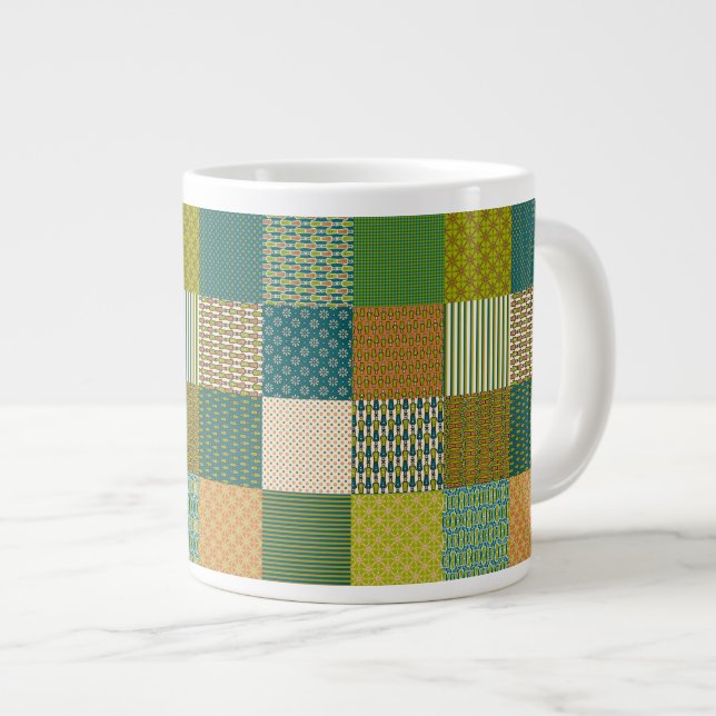 Grande Tasse Faux Patchwork, Couleurs de la Terre : Jumbo Coffe (Devant droit)