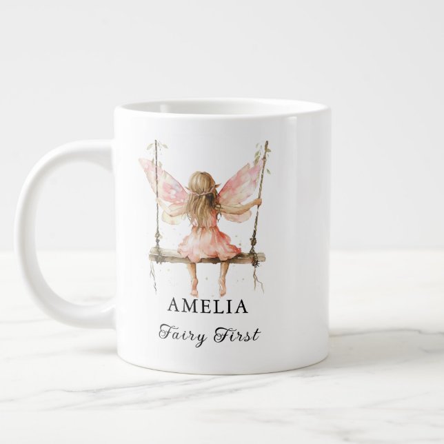 Grande Tasse Fée Première aquarelle Florale Filles 1er annivers (Gauche)
