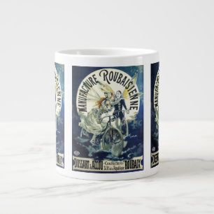 Grande Tasse Fées Art nouveau vintage, Pierrot à bicyclette Lun