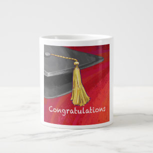 Grande Tasse Félicitations Diplômé Noir et Rouge