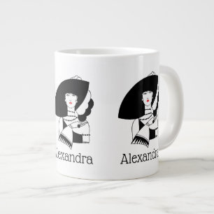 Grande Tasse Femme Art Déco avec grand chapeau et gants RL