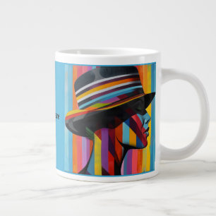 Grande Tasse Femme au chapeau coloré 2 silhouette saisissante