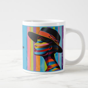 Grande Tasse Femme au chapeau coloré 7 silhouette saisissante