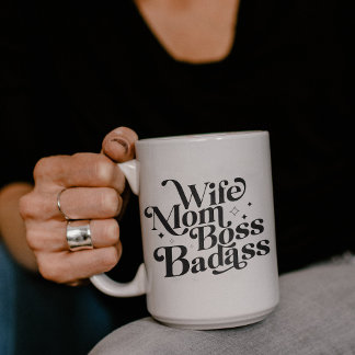 Grande Tasse Femme Maman Boss Badass Drôle Sarcastique Fête des