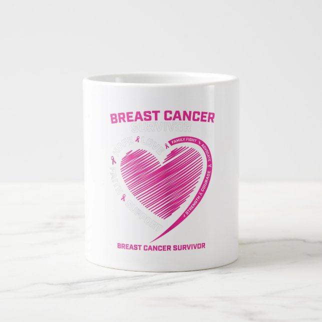 Grande Tasse Femmes Pink Cancer du sein Survivant Cadeaux Femme (Devant)