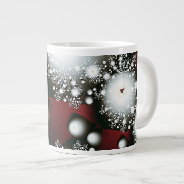 Grande Tasse Festif 2 Snowflakes Art Fractal fin (Devant droit)