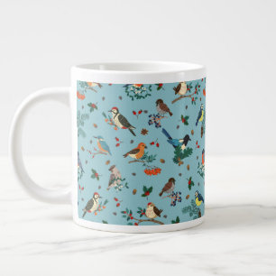 Grande Tasse Festif Oiseaux d'hiver Motif de Noël