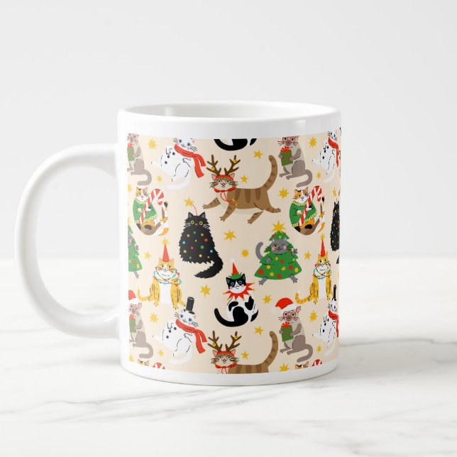 Grande Tasse Festive Chats Motif de Noël (Gauche)