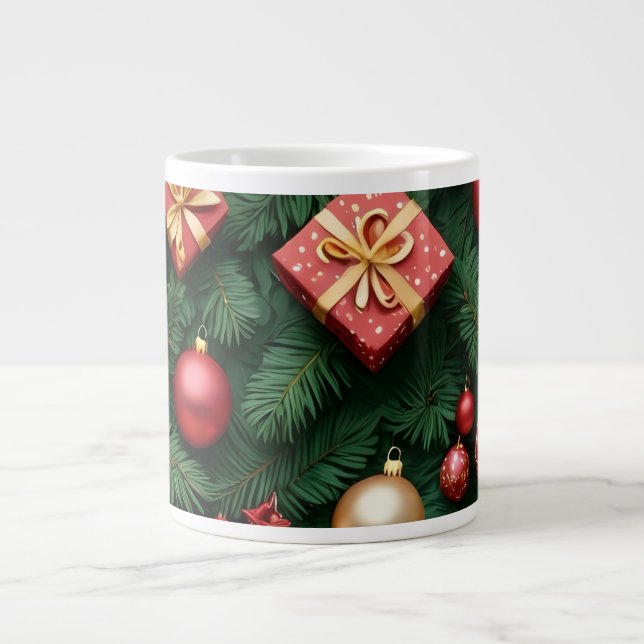 Grande Tasse "Festive Joy — Red & Gold Christmas Magic" (Devant)