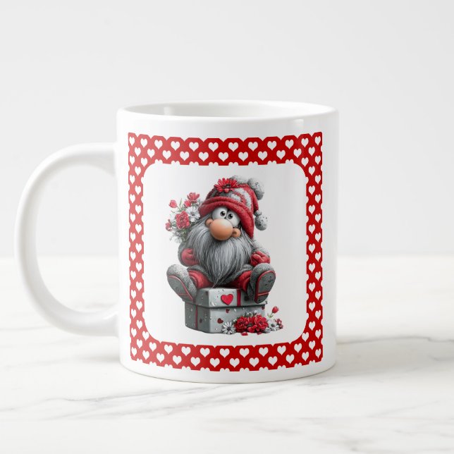 Grande Tasse Festive Love Messenger Gnome "Heart and Presents"  (Gauche)