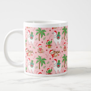 Grande Tasse Festive Sloths and Llamas Motif de vacances