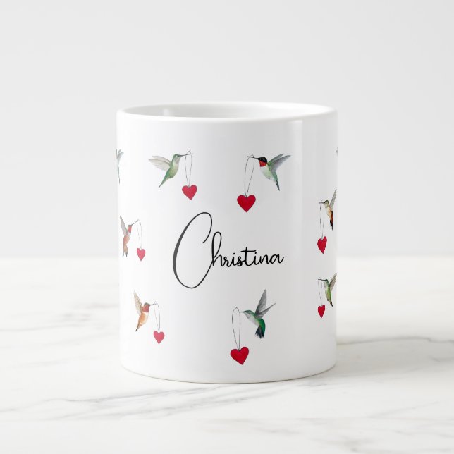 Grande Tasse Fête de la Saint-Valentin des colibris sur mesure (Devant)