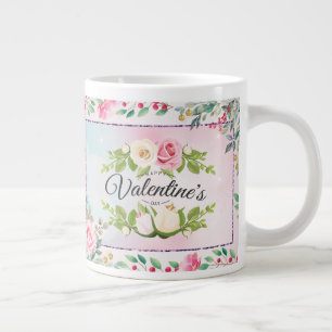 Grande Tasse Fête de la Saint-Valentin rose élégant