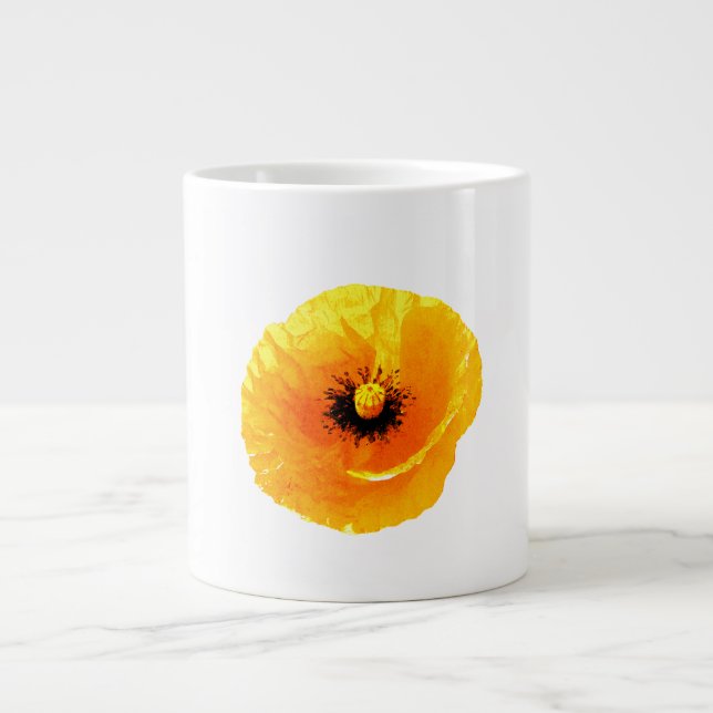 Grande Tasse Fête des mères Pavot jaune floral personnalisé bla (Devant)