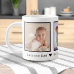 Grande Tasse Fête des pères multiphoto personnalisée<br><div class="desc">Tasse à café imprimée personnalisée personnalisée avec vos photos et un message de Fête des pères personnalisé. Ajoutez 3 photos spéciales avec un message personnel.</div>
