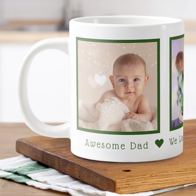 Grande Tasse Fête des pères multiphoto personnalisée (Father's Day Multi Photo Personalized Giant Coffee Mug)