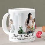 Grande Tasse Fête des pères Papa sera 3 Gris Photo<br><div class="desc">Fête des pères personnalisée Mug pour papa à être. Cette tasse photo a un design minimaliste et moderne avec une typographie de machine à écrire à la mode et une palette de couleurs monochromes de noir, blanc et gris. Le modèle photo est prêt pour vous à ajouter 3 de vos...</div>