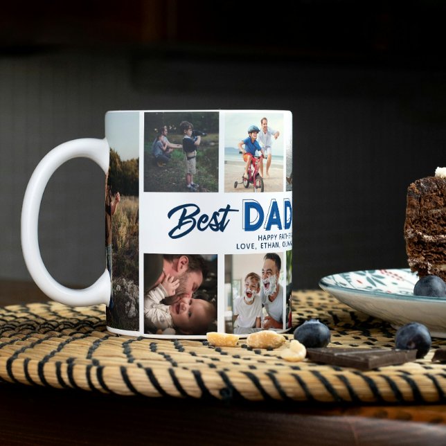 Grande Tasse Fête des pères personnalisée Photo Collage Meilleu (Easily personalize this Best Daddy Ever photo collage mug with 8 photos + names for a special gift)
