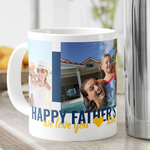 Grande Tasse Fête des pères We Love You 3 Photo Bold Blue