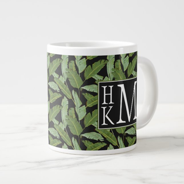 Grande Tasse Feuilles de palmiers| Monogramme (Devant droit)