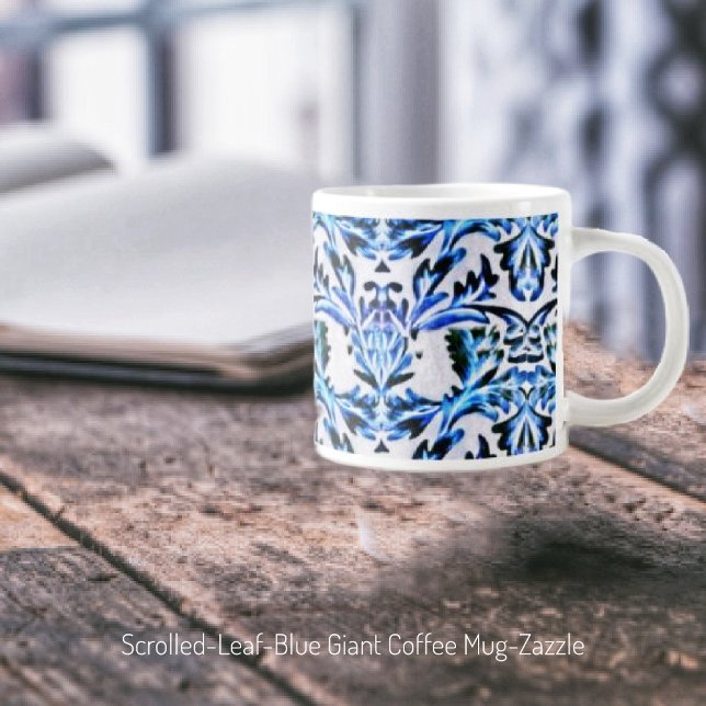 Grande Tasse Feuilles défilées - Bleu (Créateur téléchargé)