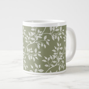 Grande Tasse Feuilles errantes vert olive botanique