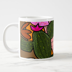 Grande Tasse Feuilles et fleurs tropicales abstraites