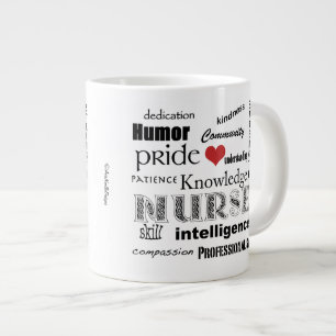 Grande Tasse Fierté-Attributs d'infirmière+coeur rouge