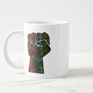 Grande Tasse fierté noire drapeau rouge vert poing panafricain