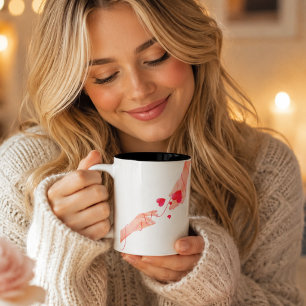Grande Tasse "Fil Rouge Romantique du Destin Mains & Cœurs – Ét