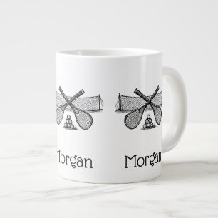 Grande Tasse Filet de tennis vintage sportif, raquettes croisée