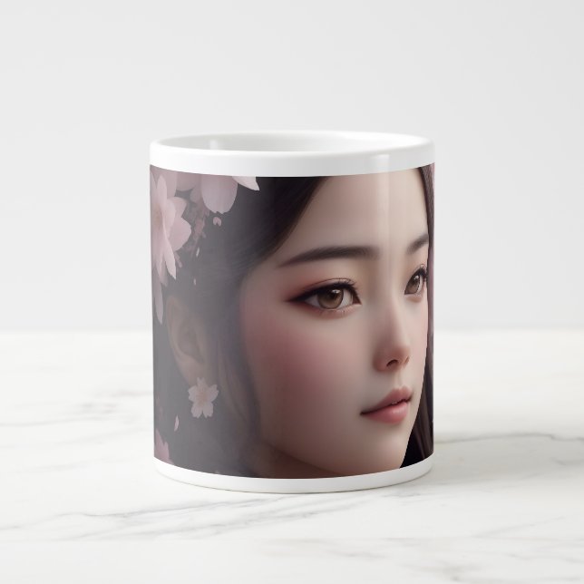 Grande Tasse Fille adorée en fleurs de cerisier (Devant)