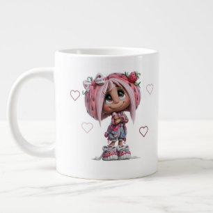 Grande Tasse Fille aux fraises mignonne personnalisée