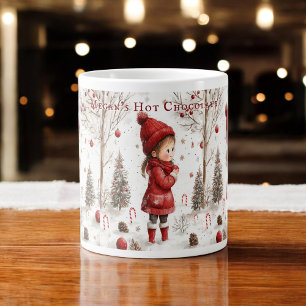 Grande Tasse Fille de Noël Manteau Rouge Canne à Sucre