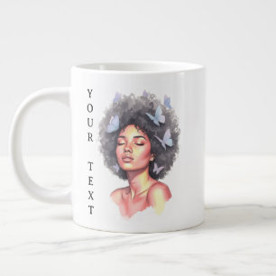 Grande Tasse Fille Noire Papillon Minimaliste Pastel Personnali