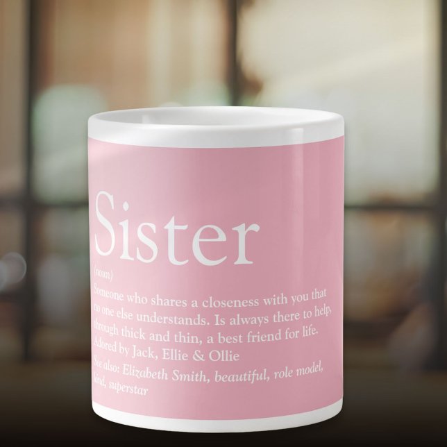 Grande Tasse Fille rose Cool Amusant meilleure jamais soeur déf (Girly Pink Cool Fun Best Ever Sister Definition Giant Coffee Mug)