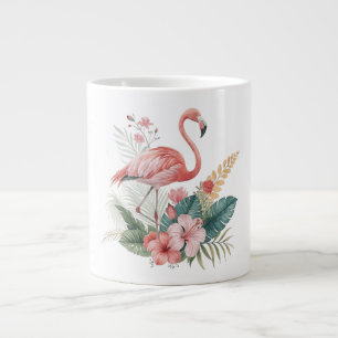 Grande Tasse Flamant Avec Fleurs